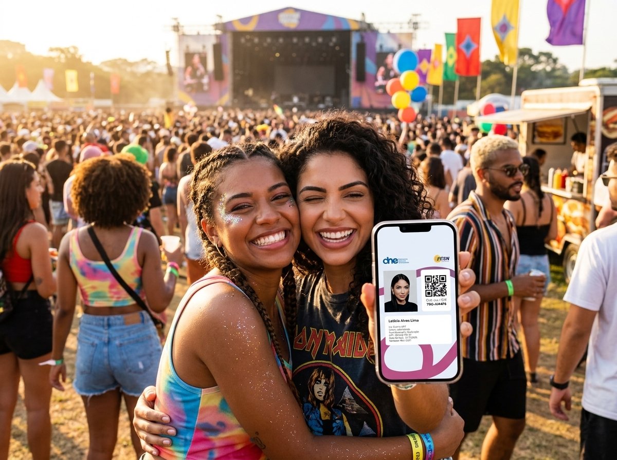 Amigos no show aproveitando meia-entrada